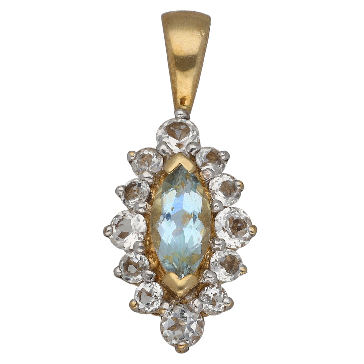 9ct Gold Aquamarine & Imitation Dress/Cocktail Pendant