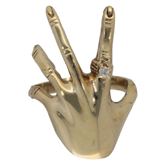 9ct Gold Cubic Zirconia Single Stone Hand Ring Size O