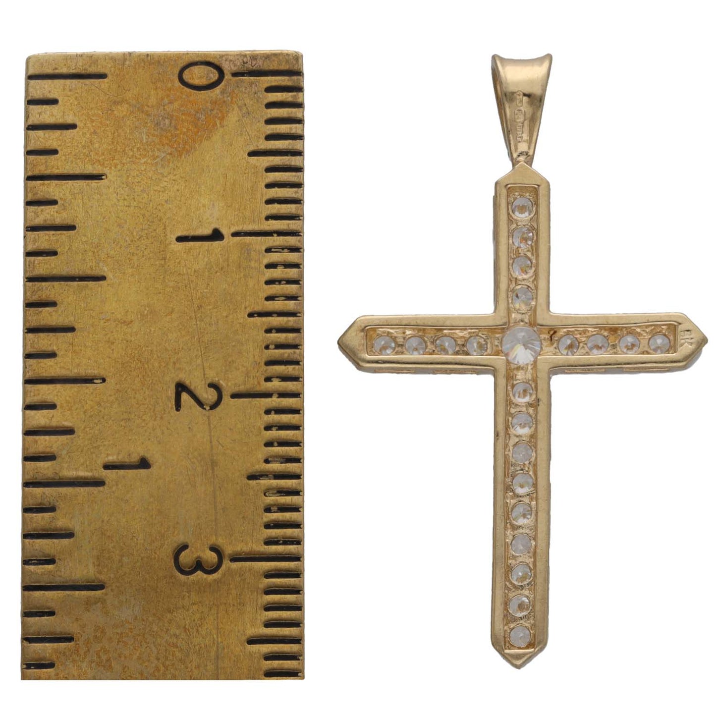 9ct Gold Cubic Zirconia Cross Pendant