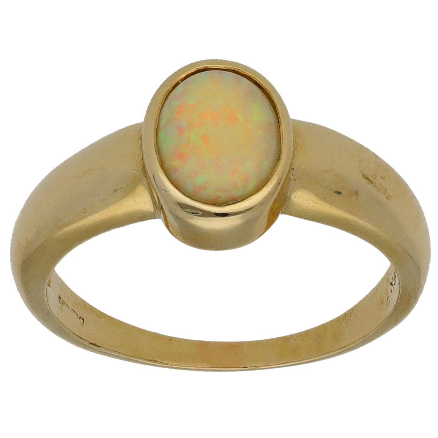 9ct Gold Opal Single Stone Ring Size O