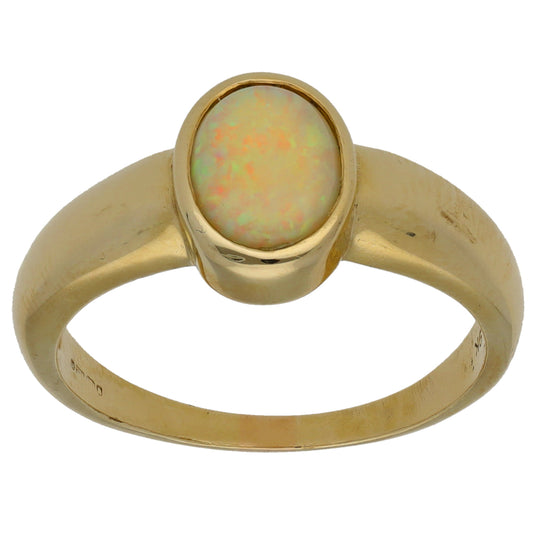 9ct Gold Opal Single Stone Ring Size O