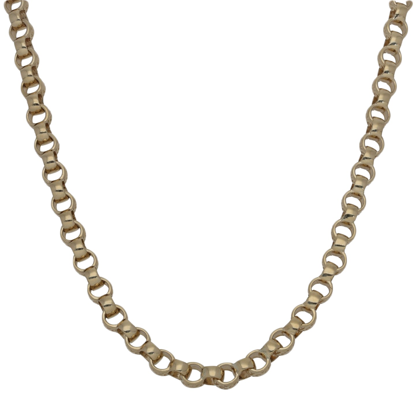 New 9ct Gold Plain Engraved Belcher Chain 22"