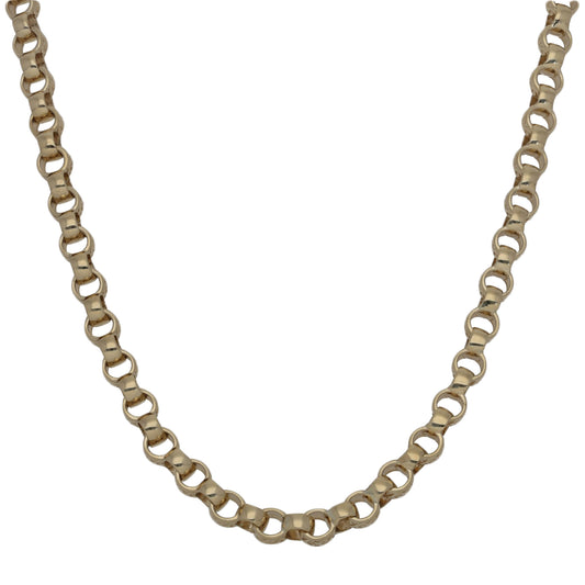 New 9ct Gold Plain Engraved Belcher Chain 22"