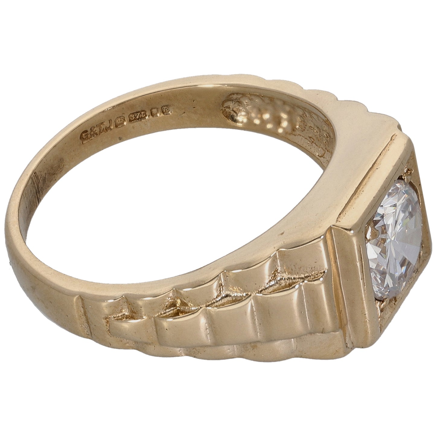 9ct Gold Cubic Zirconia Single Stone Ring Size V