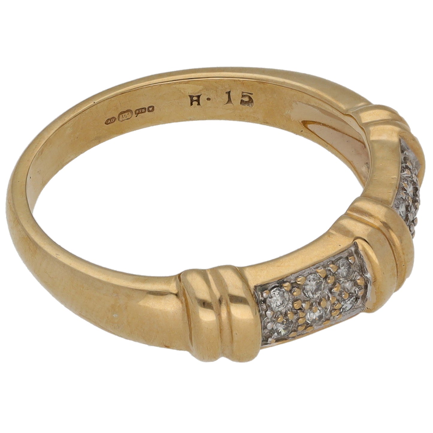 9ct Gold 0.15ct Diamond Half Eternity Ring Size N
