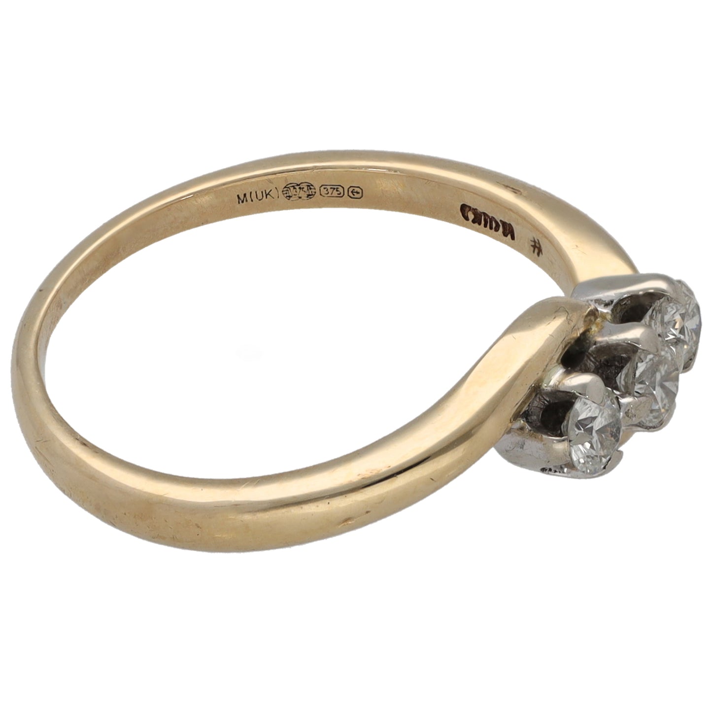 9ct Gold 0.25ct Diamond Trilogy Ring Size L