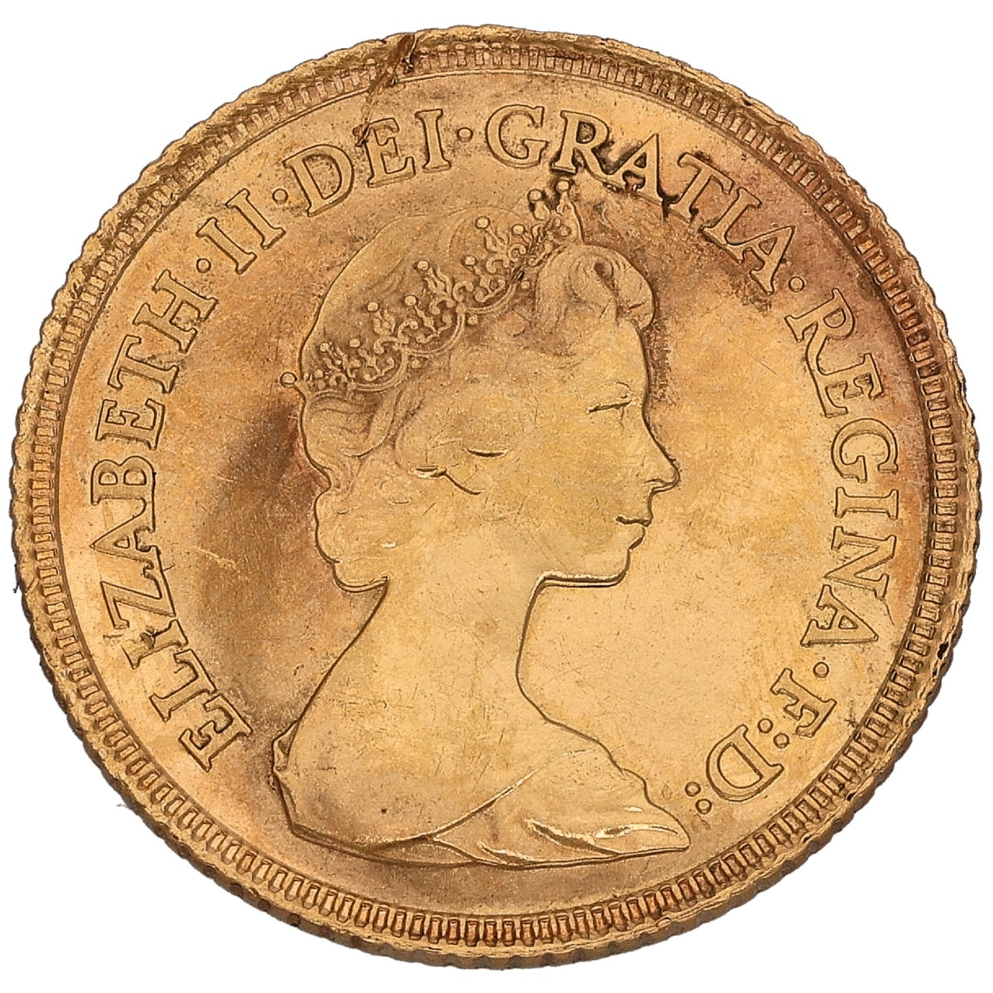 22ct Gold Queen Elizabeth II Half Sovereign Coin 1982