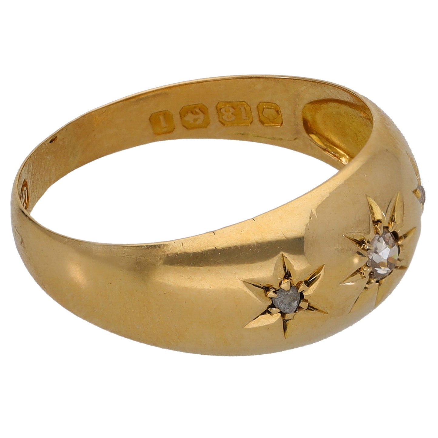 18ct Gold 0.05ct Diamond Trilogy Ring Size Q