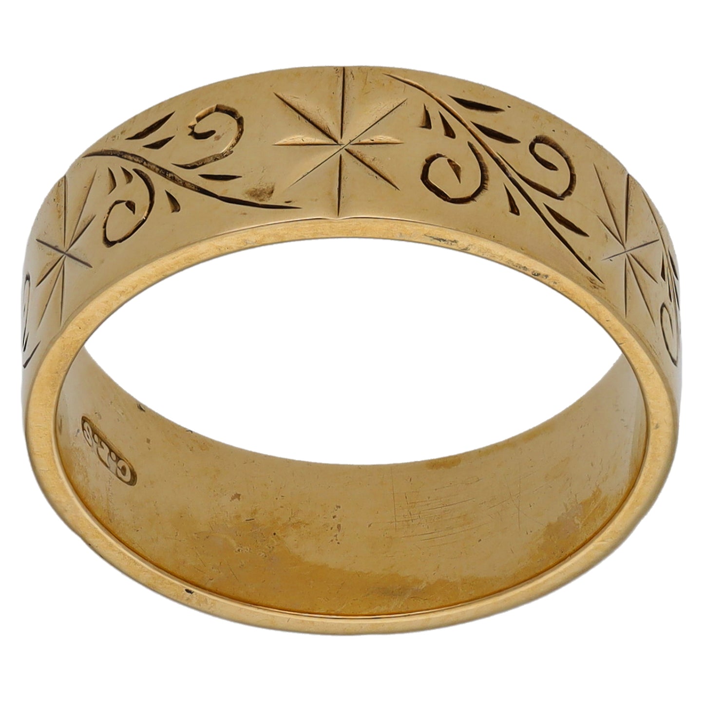 9ct Gold Patterned Wedding Ring Size N