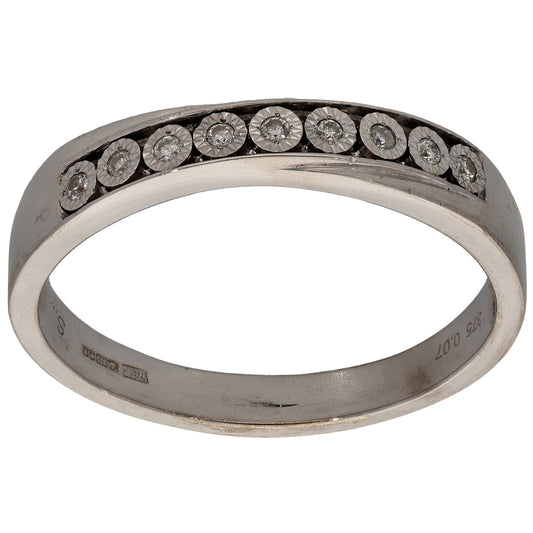 9ct White Gold 0.07ct Diamond Half Eternity Ring Size U