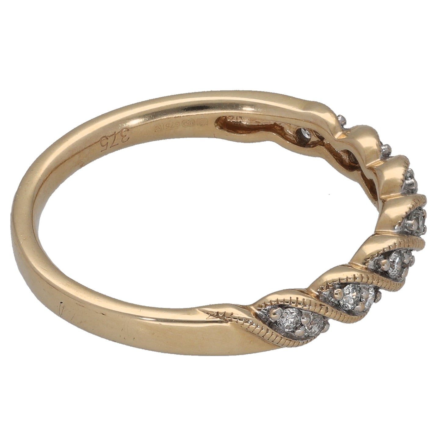 9ct Gold 0.20ct Diamond Half Eternity Ring Size R