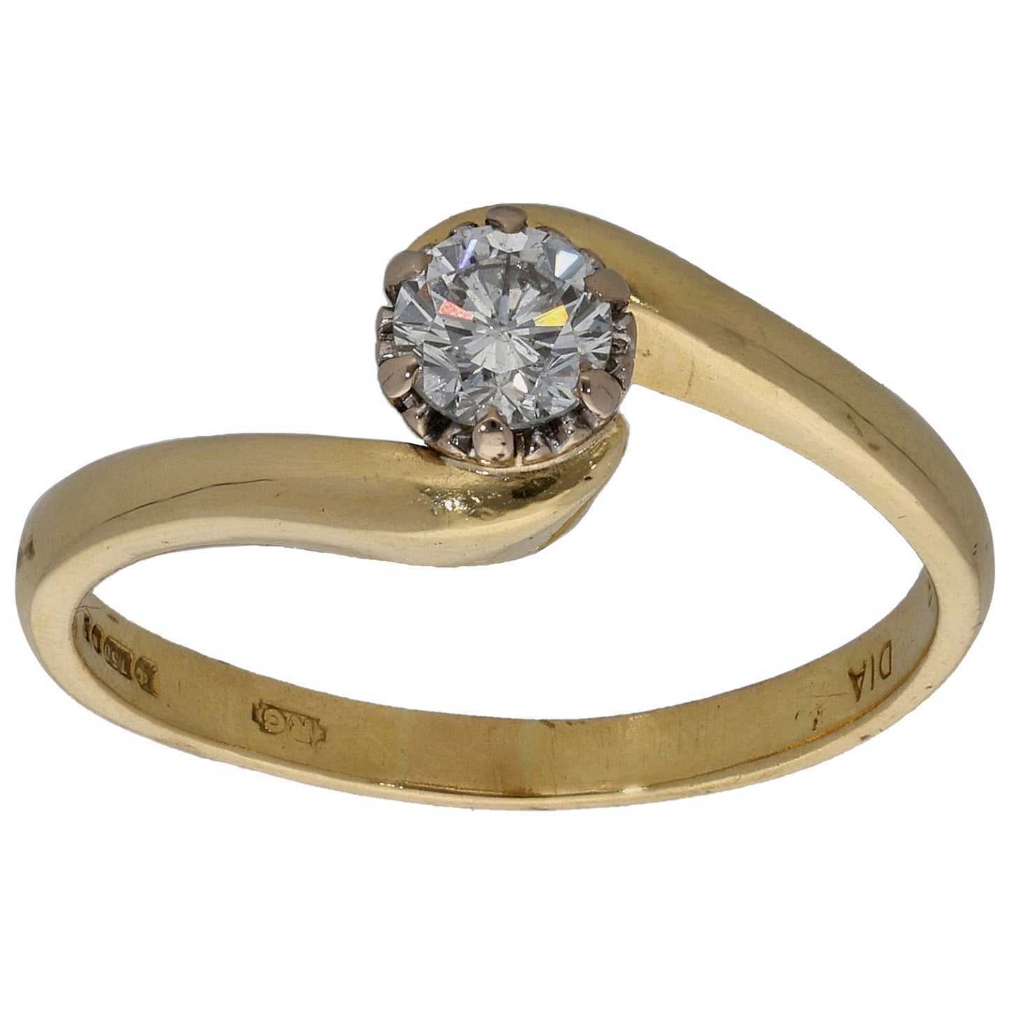 18ct Gold 0.33ct Diamond Solitaire Ring Size O