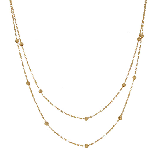 New 22ct Gold Double Row Bead Necklace 18"