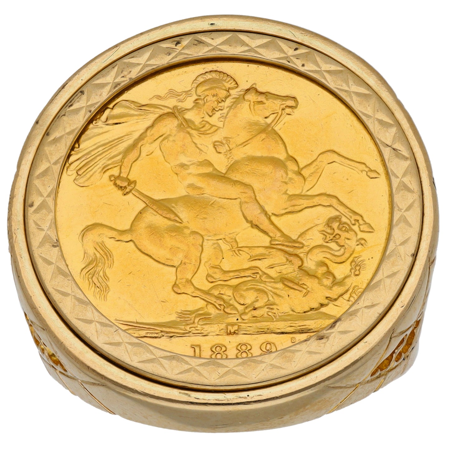 9ct Gold Full Sovereign Coin Ring Size T