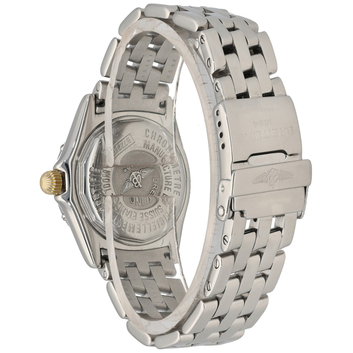 Breitling Vintage b72345 Bi-colour stainless steel wristwatch with marked caseback and link bracelet