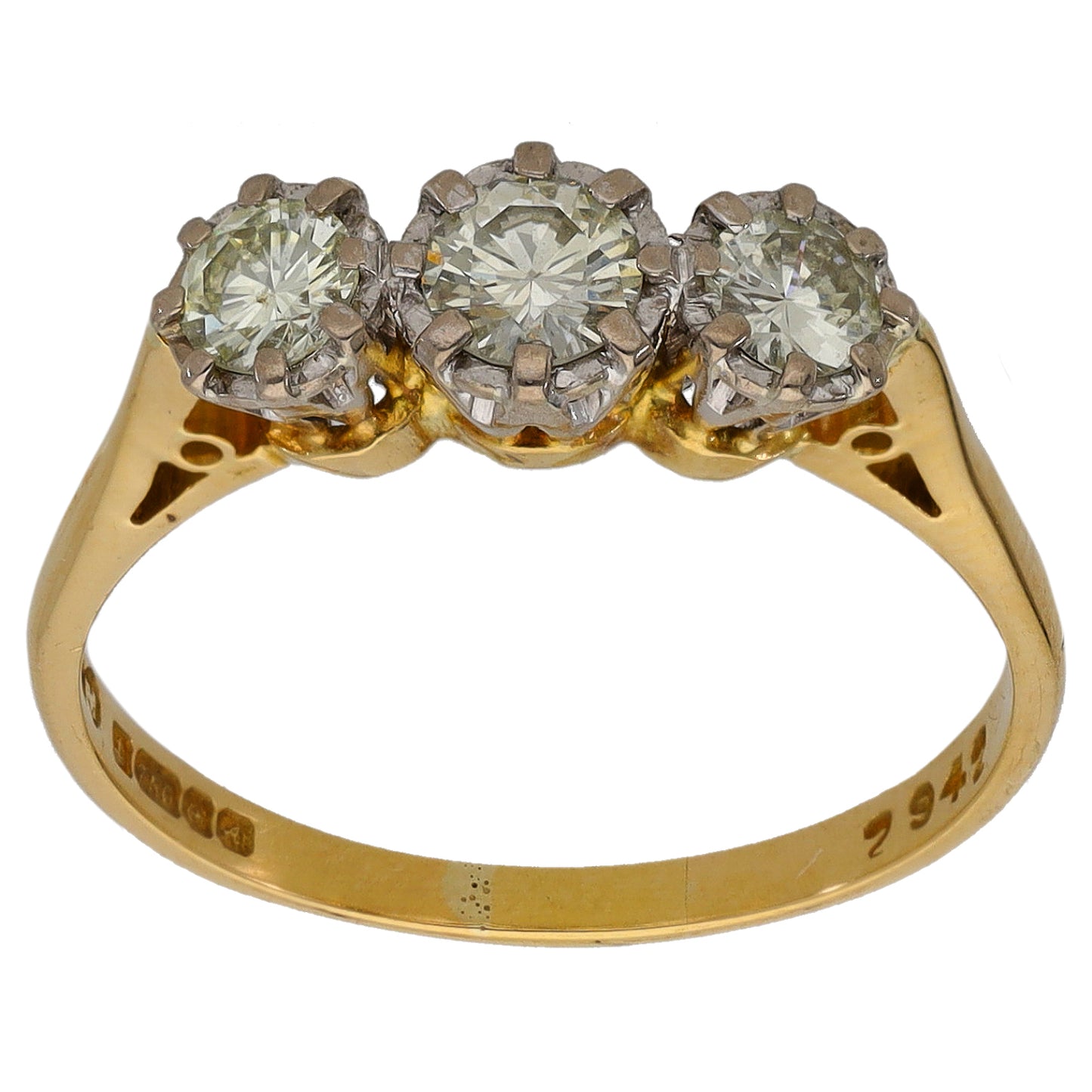 18ct Bicolour Gold 0.42ct Diamond Trilogy Ring Size P