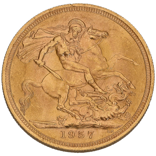 22ct Gold Queen Elizabeth II Full Sovereign Coin 1957