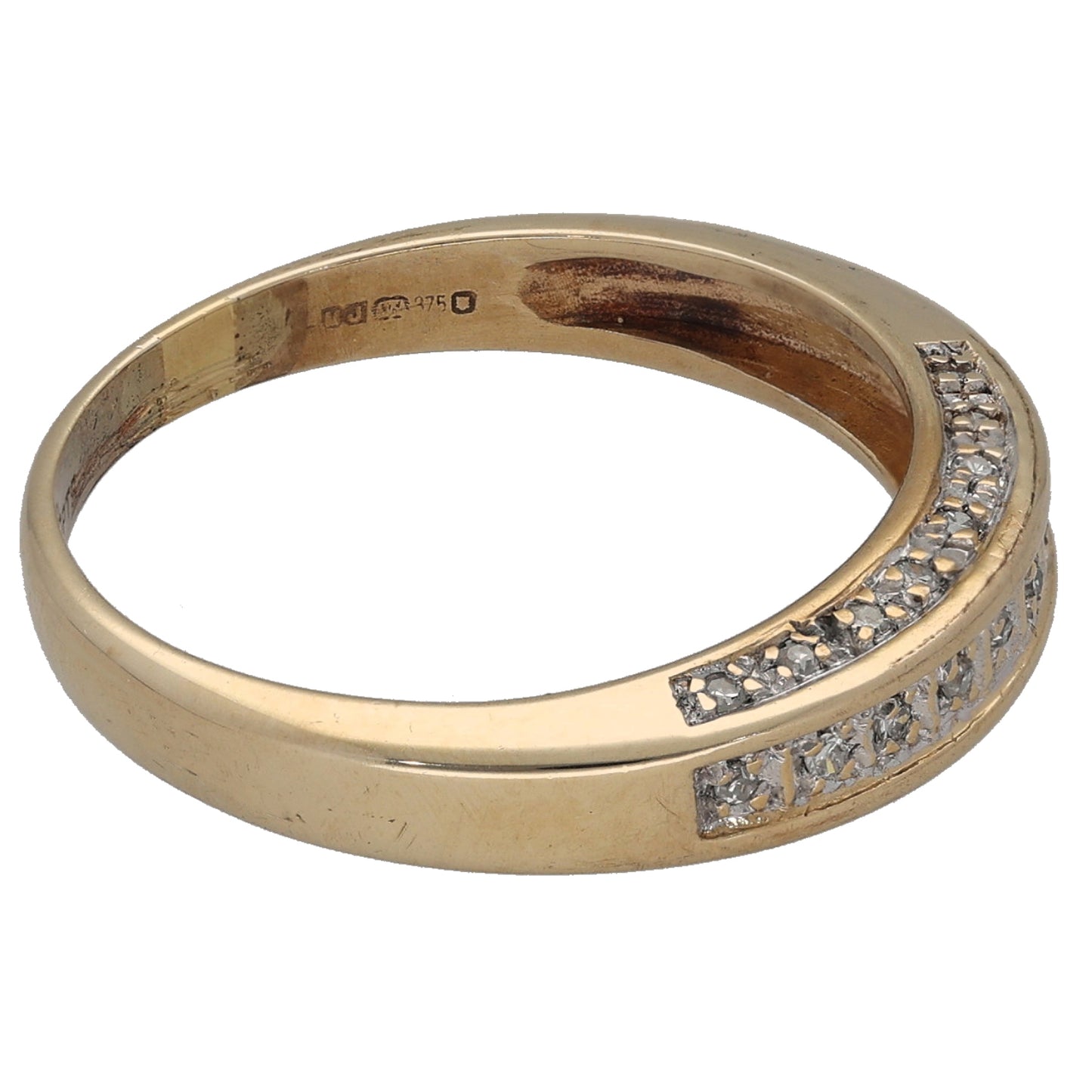 9ct Gold 0.10ct Diamond Half Eternity Ring Size O