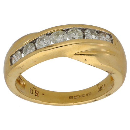 18ct Gold 0.50ct Diamond Half Eternity Ring Size K