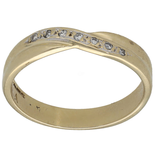 9ct Gold 0.035ct Diamond Half Eternity Ring Size L