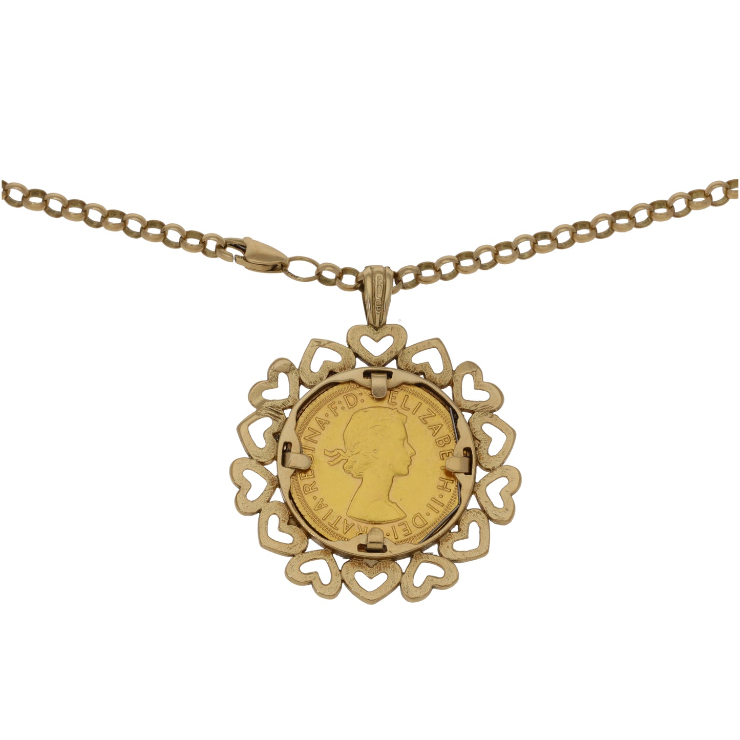 9ct Gold Full Sovereign Coin Pendant With Chain