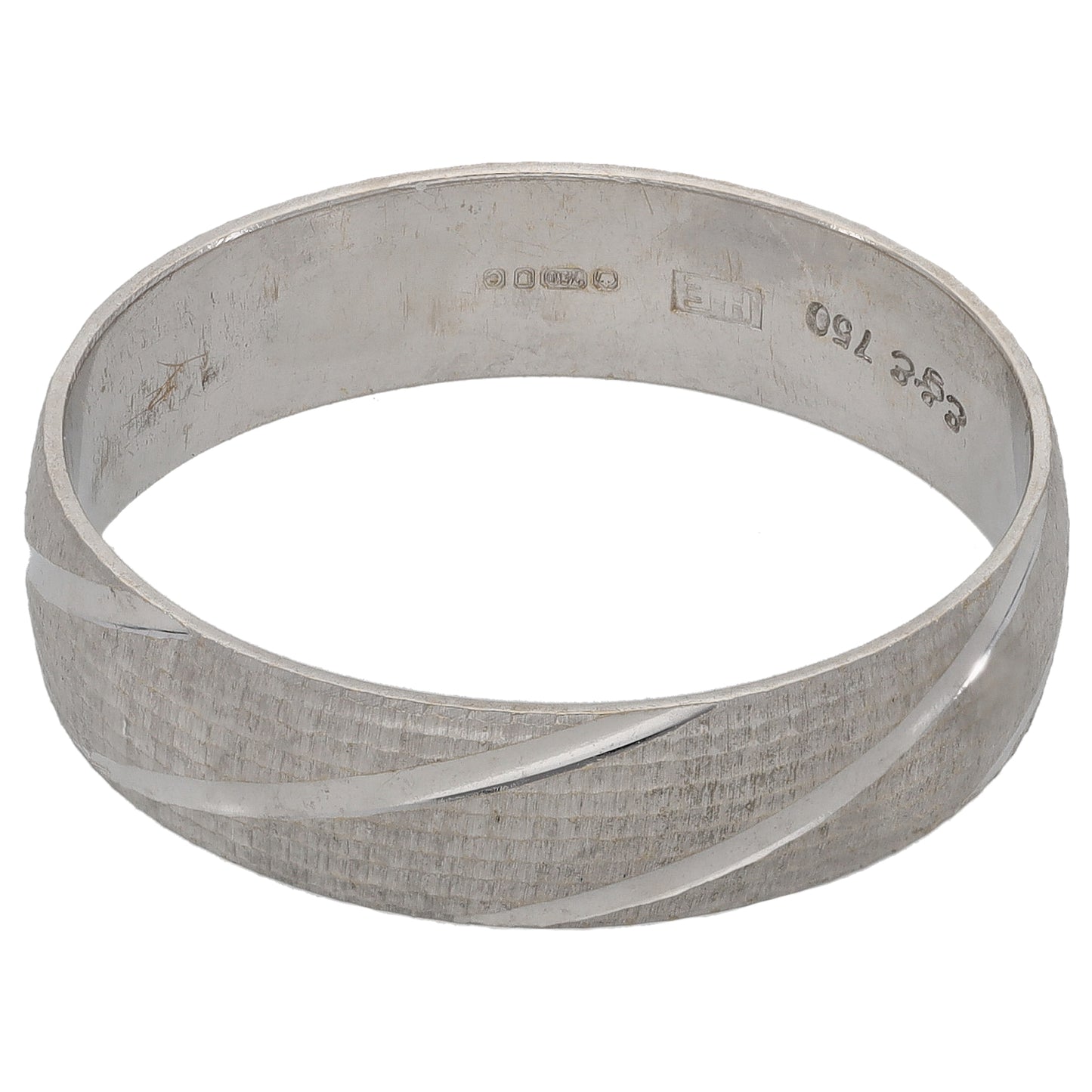 18ct White Gold Patterned Wedding Ring Size Z