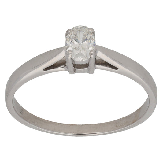 18ct White Gold 0.25ct Diamond Solitaire Ring Size M