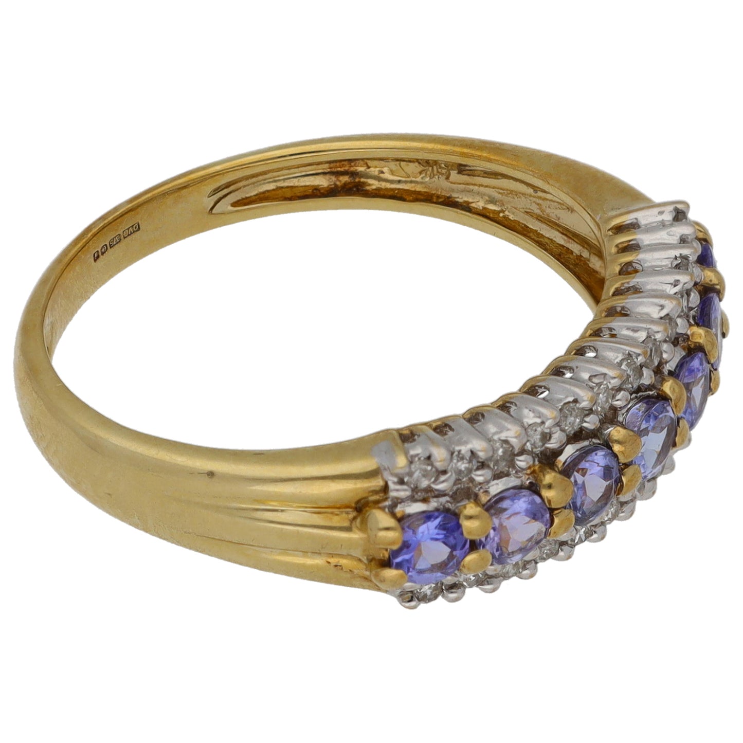 9ct Gold Tanzanite & 0.26ct Diamond Dress/Cocktail Ring Size N