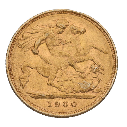 22ct Gold Queen Victoria Half Sovereign Coin 1900
