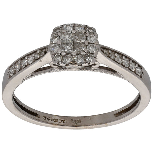 9ct White Gold 0.33ct Diamond Dress/Cocktail Ring Size O