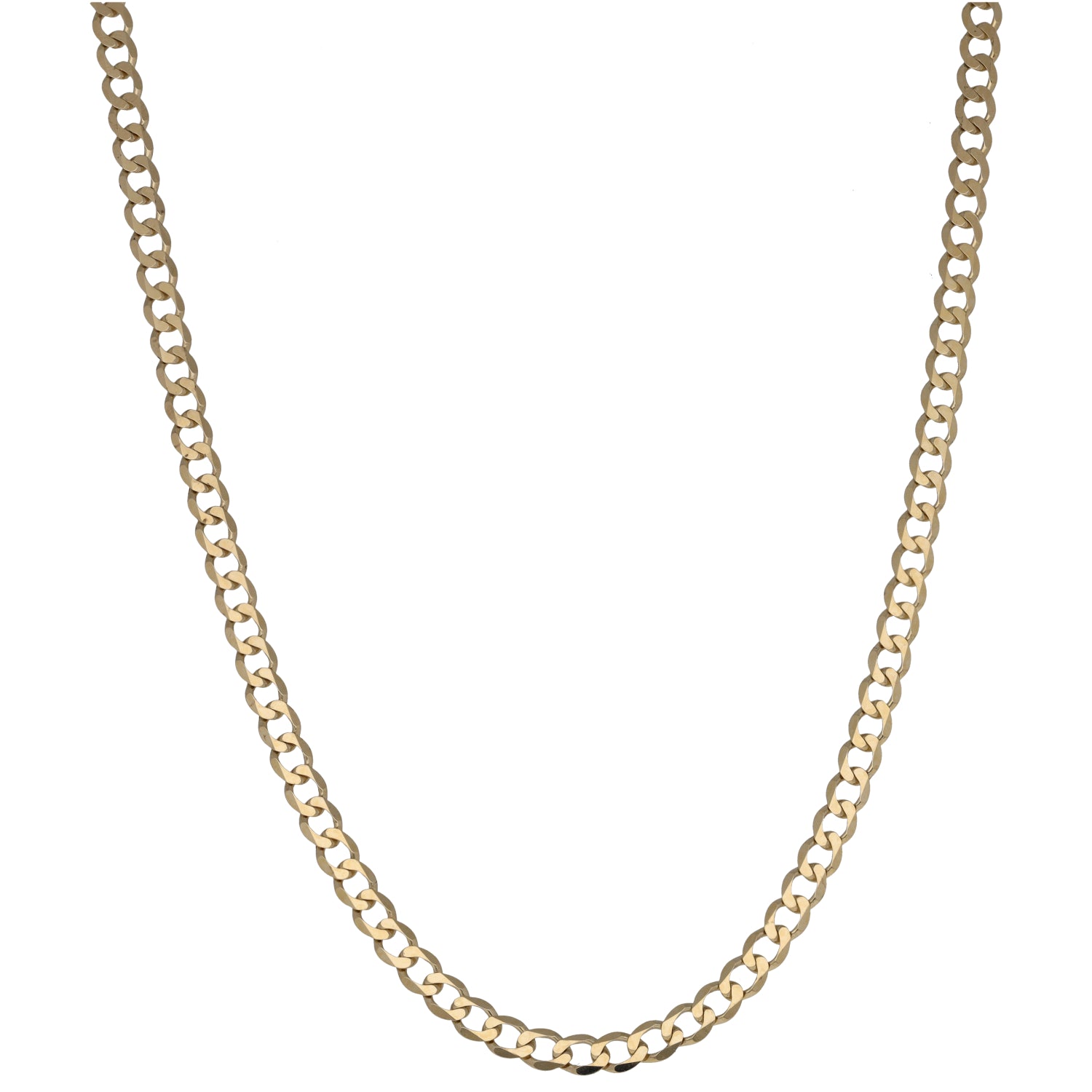 9ct gold curb chain necklace with interlocking oval links, 18 inch