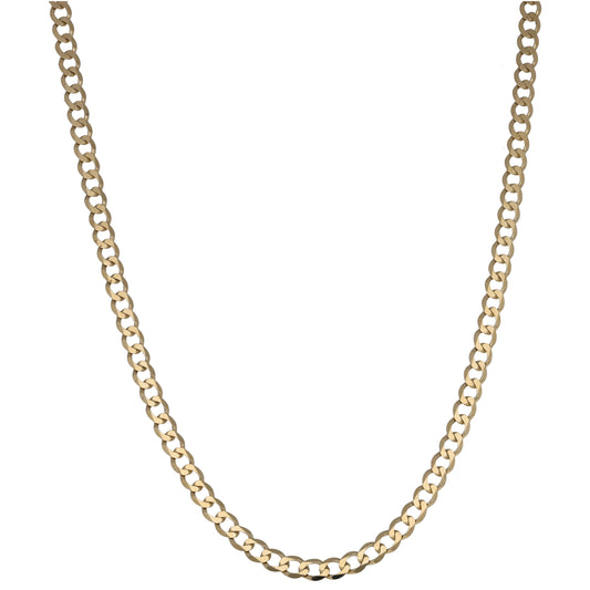 9ct gold curb chain necklace with interlocking oval links, 18 inch