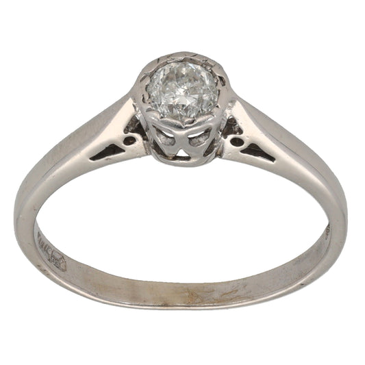 9ct White Gold 0.25ct Diamond Solitaire Ring Size M