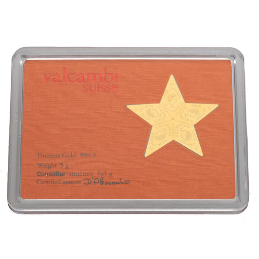 24ct 1g Gold Bar x5