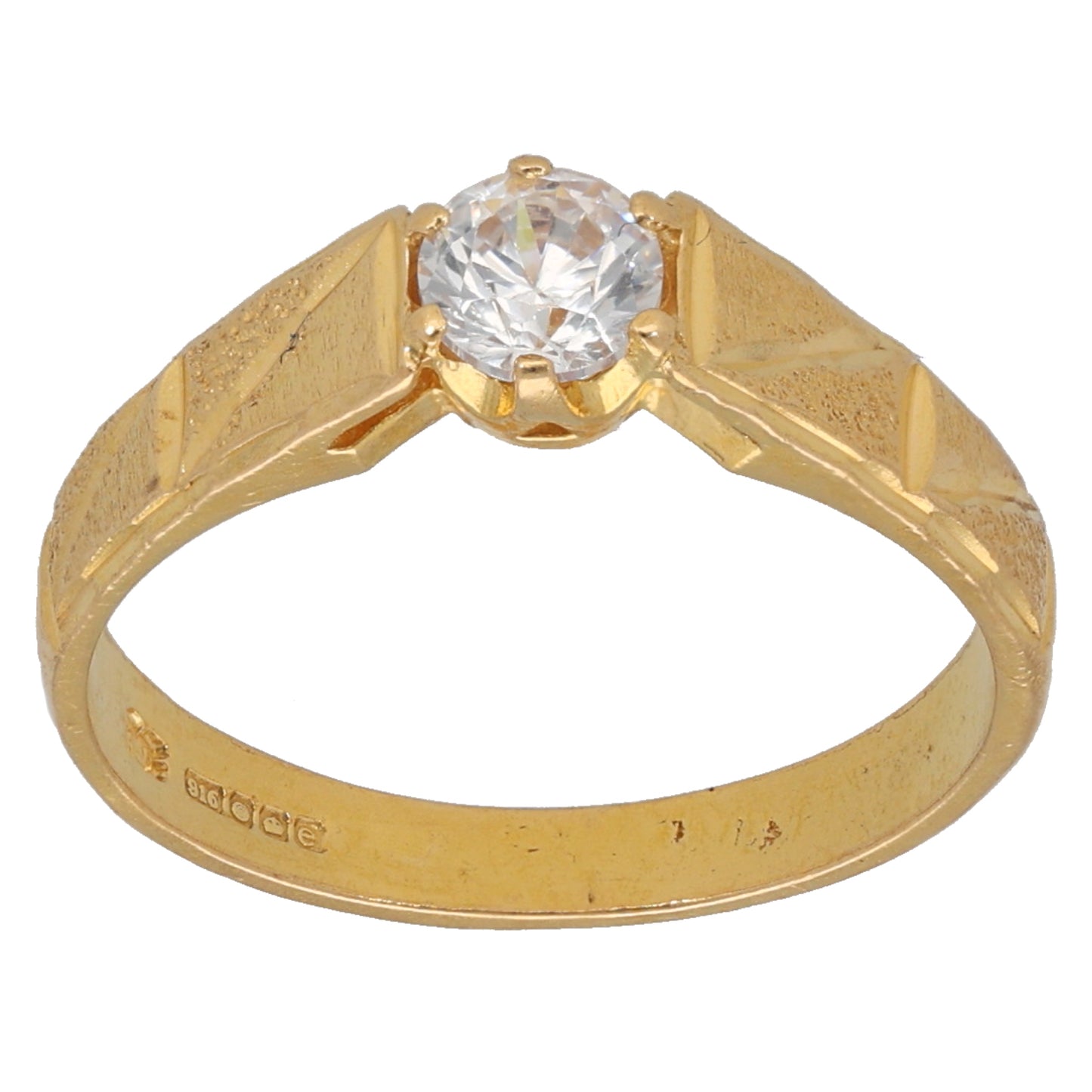 22ct Gold Cubic Zirconia Solitaire Ring Size N