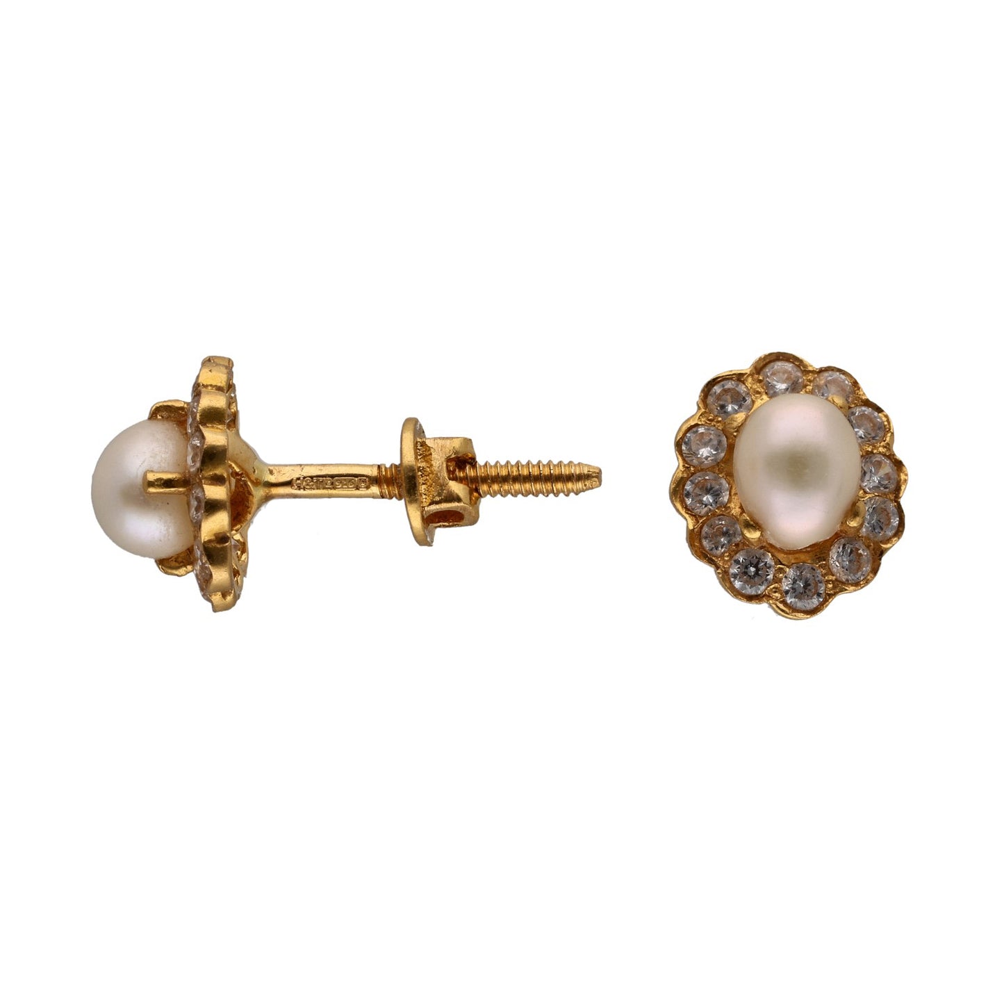 22ct Gold Imitation Gems Stud Earrings