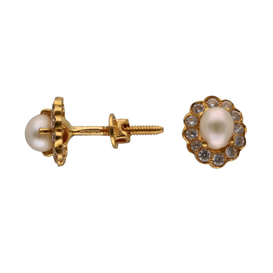 22ct Gold Imitation Gems Stud Earrings