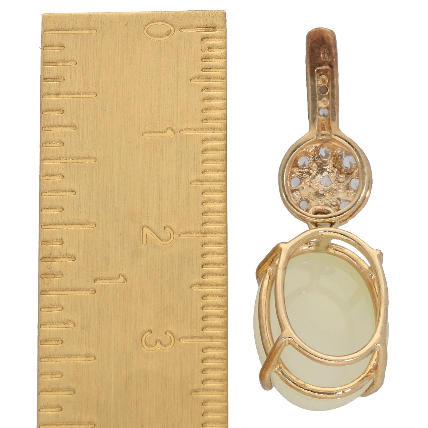 9ct Gold Jade & Imitation Dress/Cocktail Pendant
