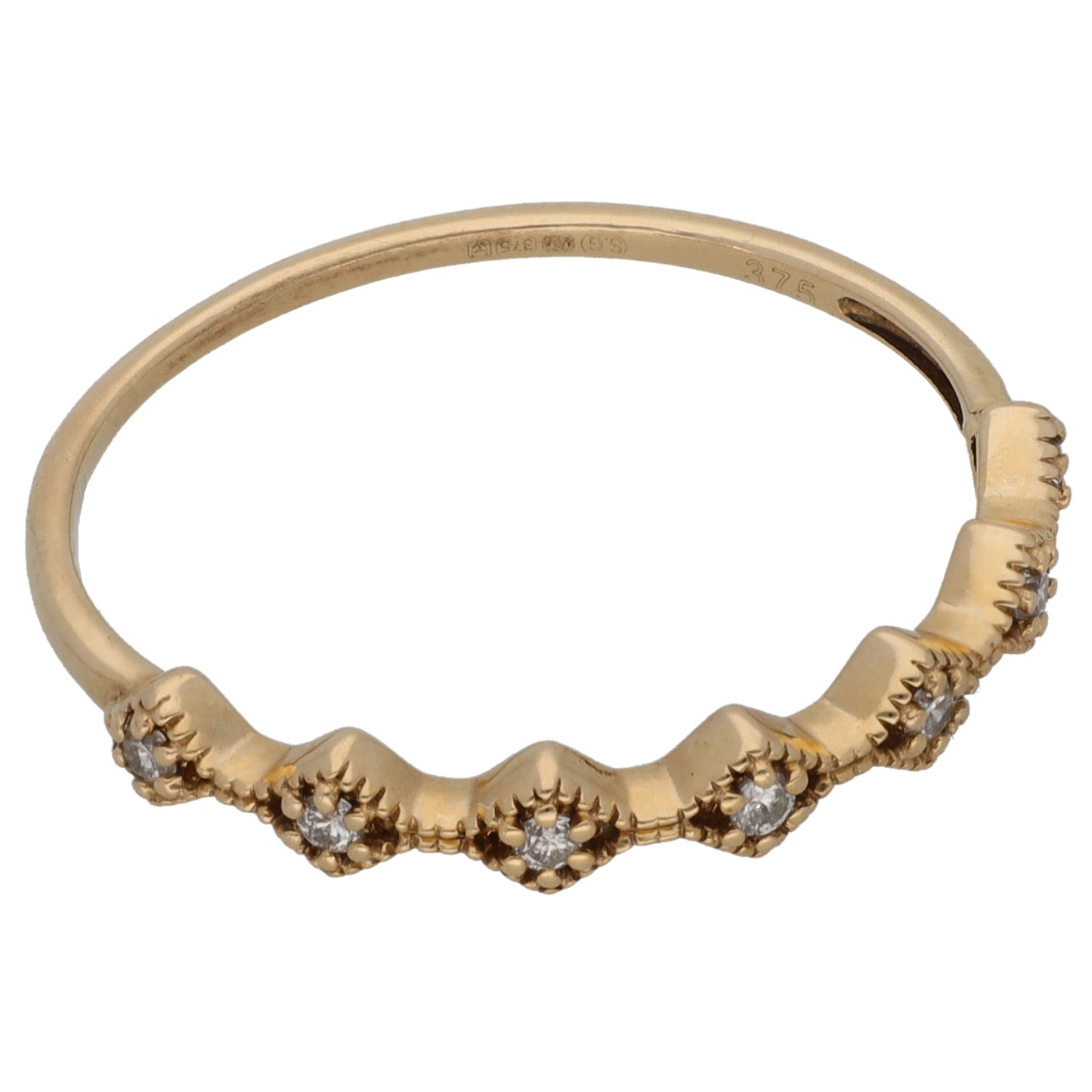 9ct Gold 0.05ct Diamond Half Eternity Ring Size S