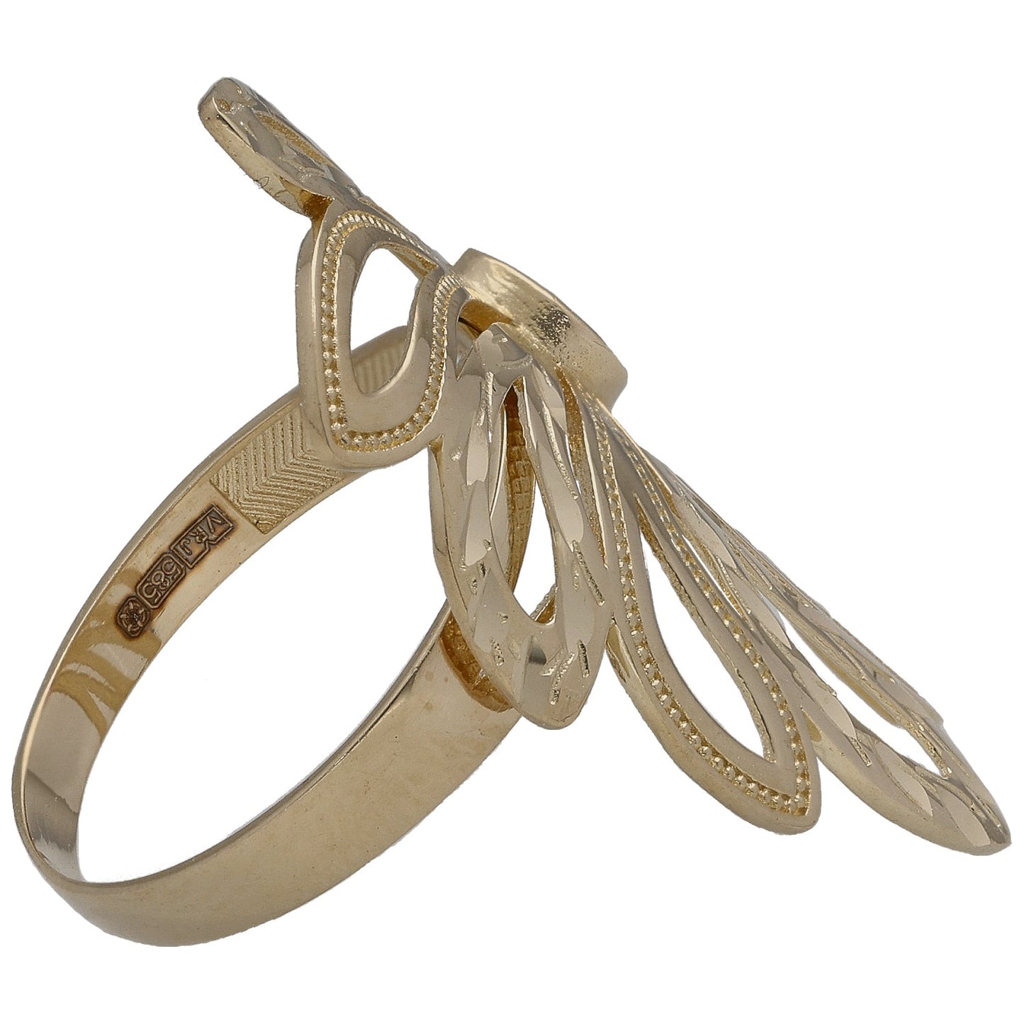 New 14ct Gold Red Single Stone Fan Ring
