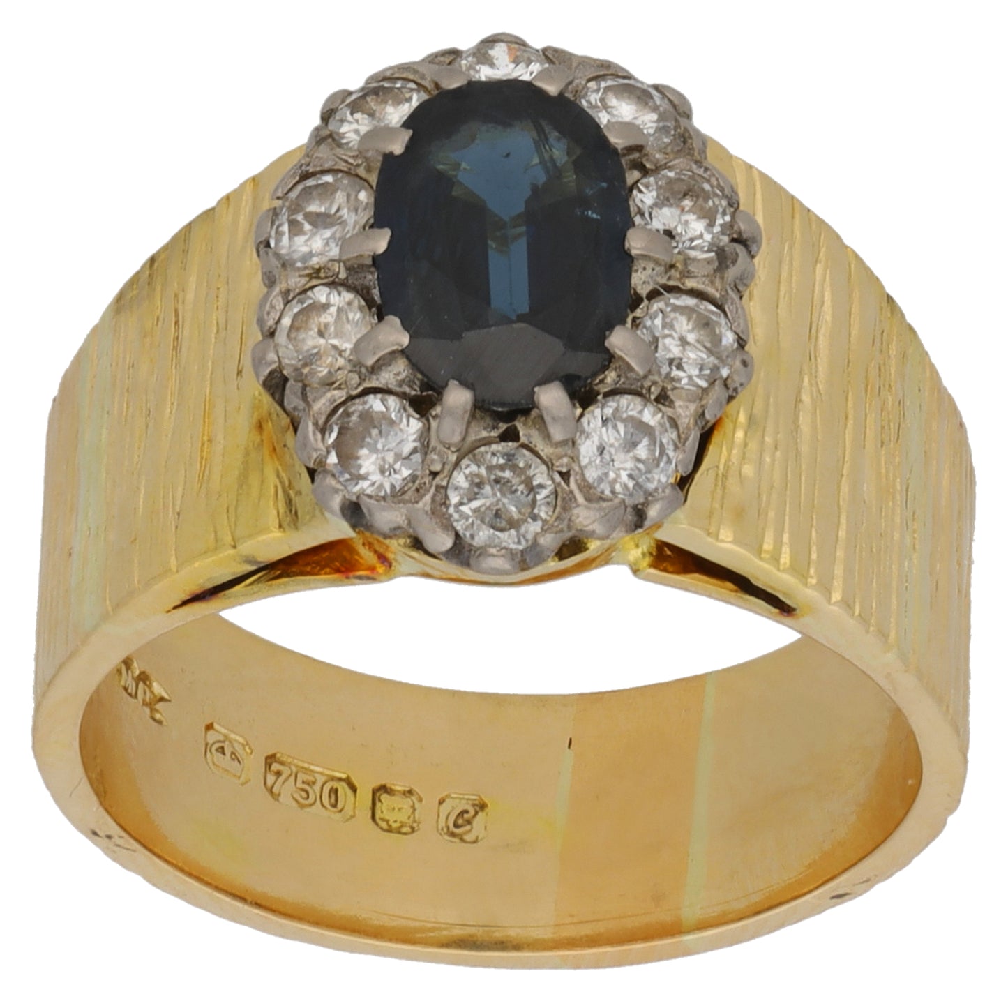 18ct Gold 0.33ct Diamond & Sapphire Cluster Ring Size L