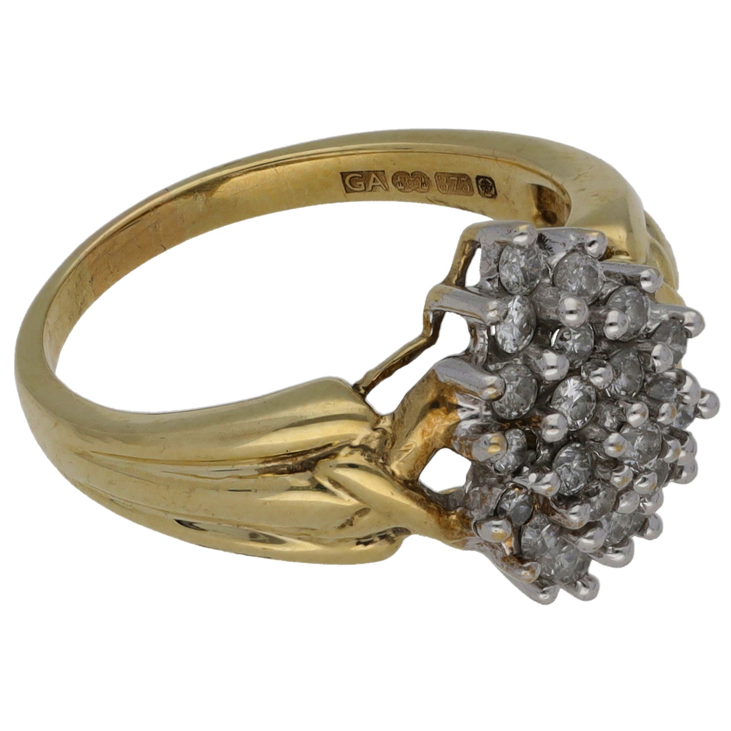 9ct Gold 0.46ct Diamond Cluster Ring Size M
