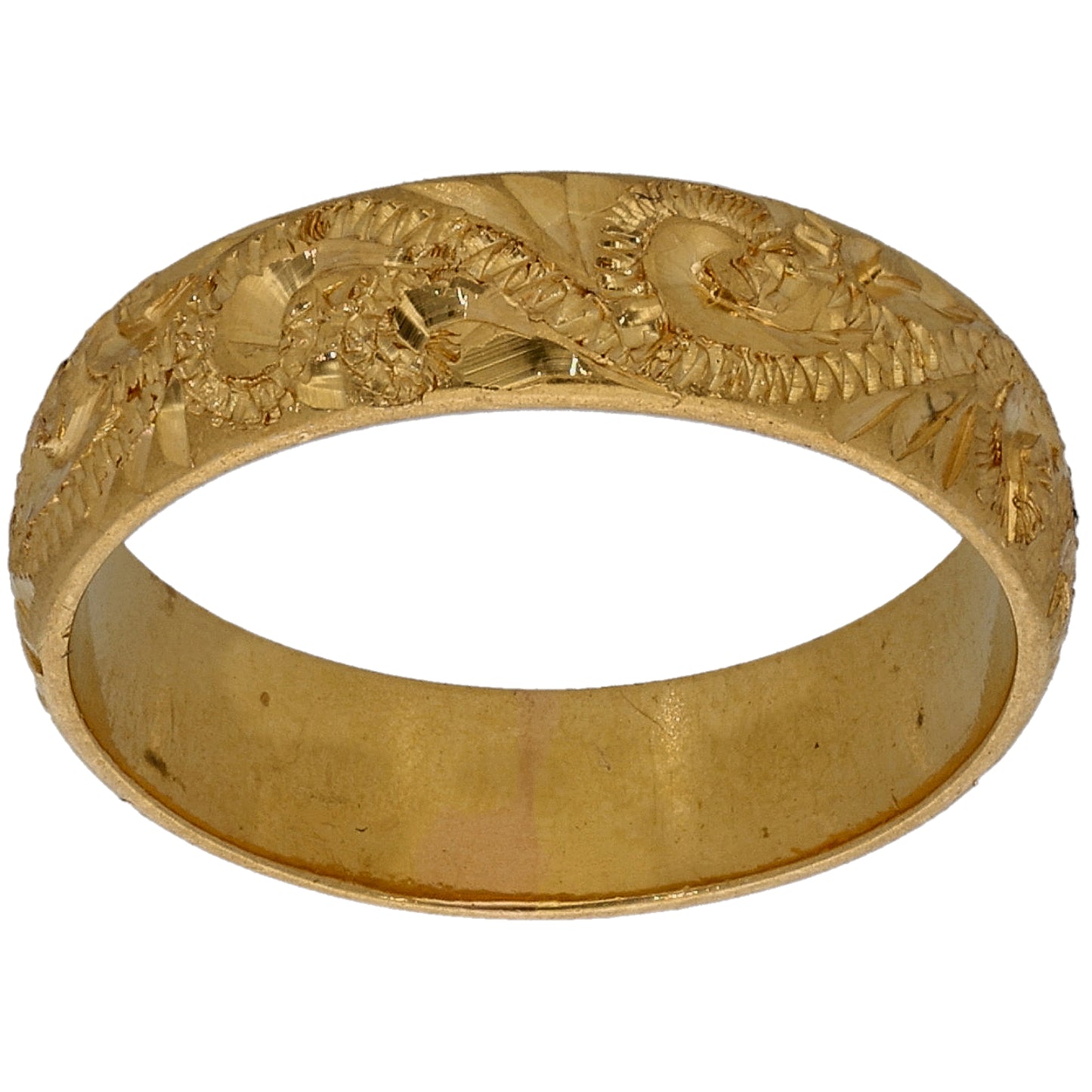 22ct Gold Patterned Wedding Ring Size L