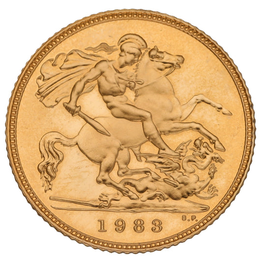 22ct Gold Queen Elizabeth II Half Sovereign Coin 1983