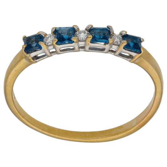 9ct Gold Topaz & 0.06ct Diamond Half Eternity Ring Size S