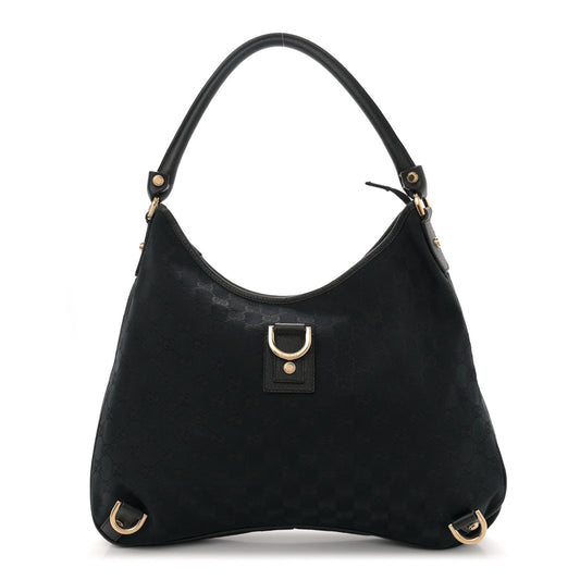 Gucci Abbey D Ring Monogram Hobo Bag - Black