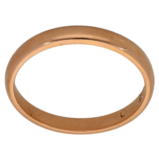 9ct Rose Gold Plain Wedding Ring Size O