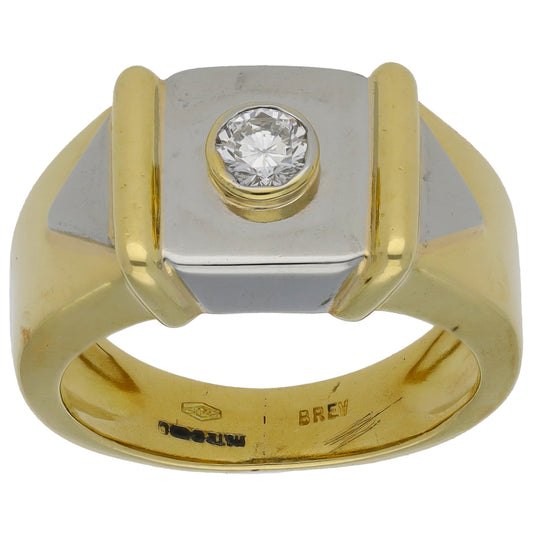 18ct Bi-Colour Gold 0.25ct Diamond Solitaire Ring Size M