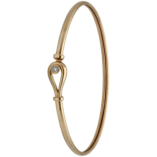 9ct Gold 0.07ct Diamond Hinged/Clasp Bangle