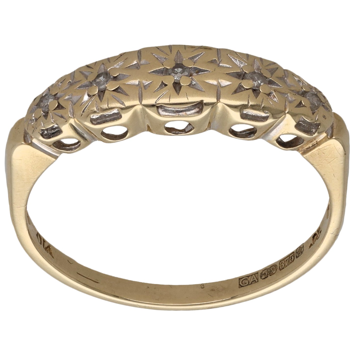 9ct Gold 0.075ct Diamond Dress/Cocktail Ring Size P